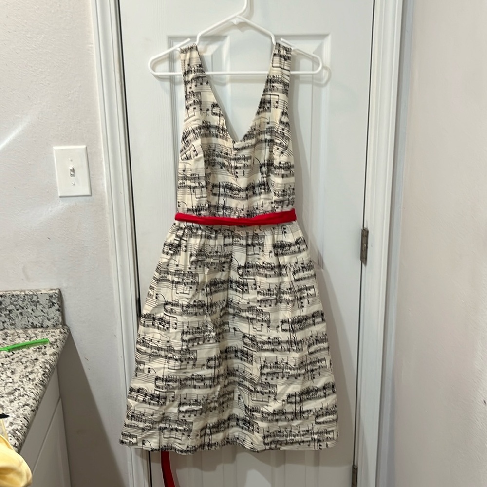 Modcloth Black and White Music Note Dress without Belt